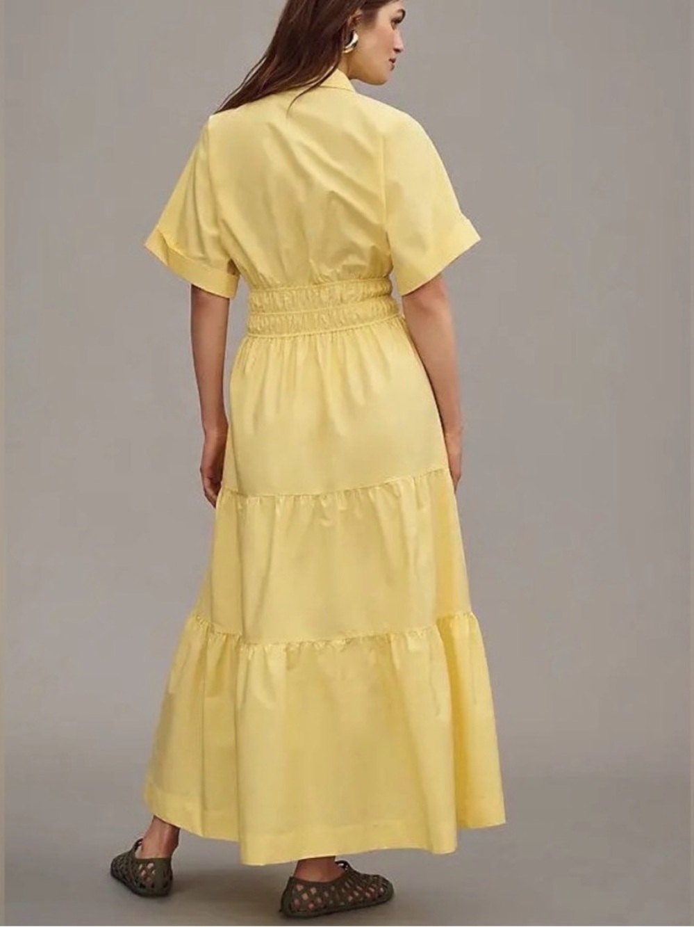 Anthropologie Somerset Yellow Tiered Shirred-Waist Maxi Dress - Picture 2 of 5